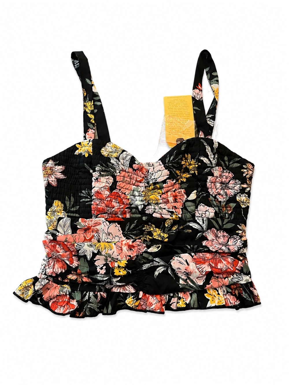 B.O.G Collective Floral Smocked Crop Tank Top Medium NWT